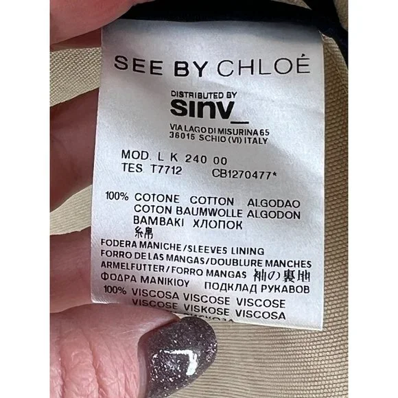 New See By Chloe Ladies Khaki Military Jacket Size 10 - Picture 4 of 12